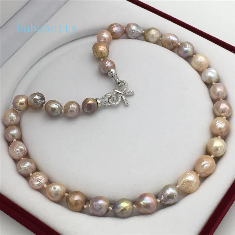 

Nuclear Natural multicolor Irregular Shaped Pearl Necklace Beads Edison Beautiful Butterfly clacp 19inches