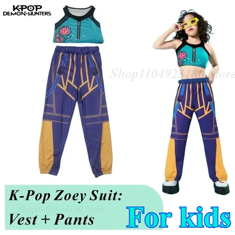 

2025 Children Rumi Zoey Mira 3D Print Cosplay Costume Halloween Carnival K-Pop Hunters Girl Group Idol Role Play Dress Up Outfit
