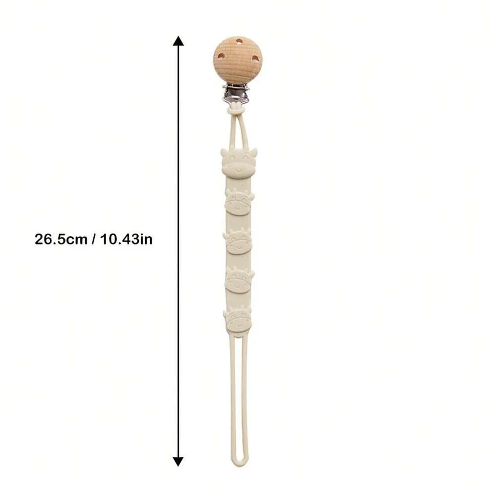 aby Beech Wood Pacifier Clip Cartoon Animal Crochet Beads Silicone Nipple Chain For Teether Nursing Toys Baby Pacifier Chain