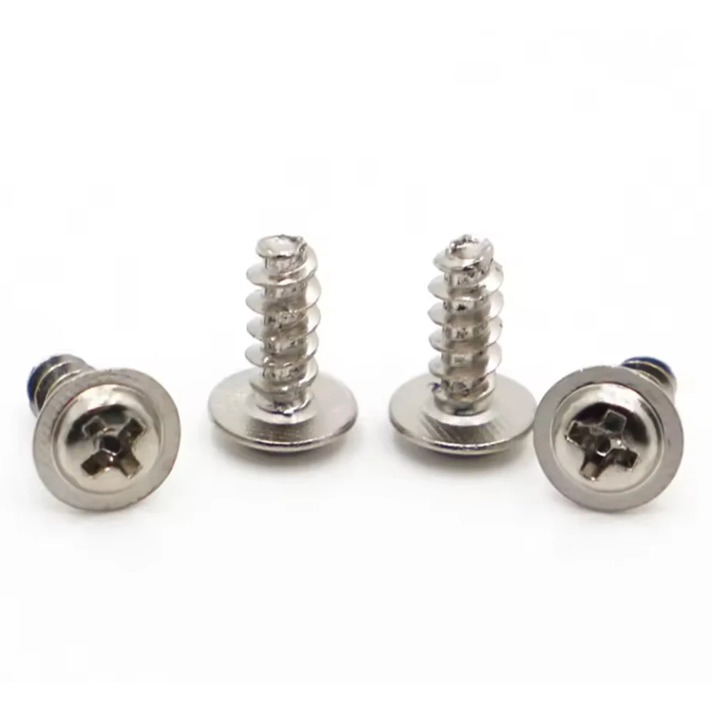 100-500Pcs Silvery Phillips Flanged Button Head Screws M2 M3 M4 Carbon Steel Surface Nickel Plated Bolt