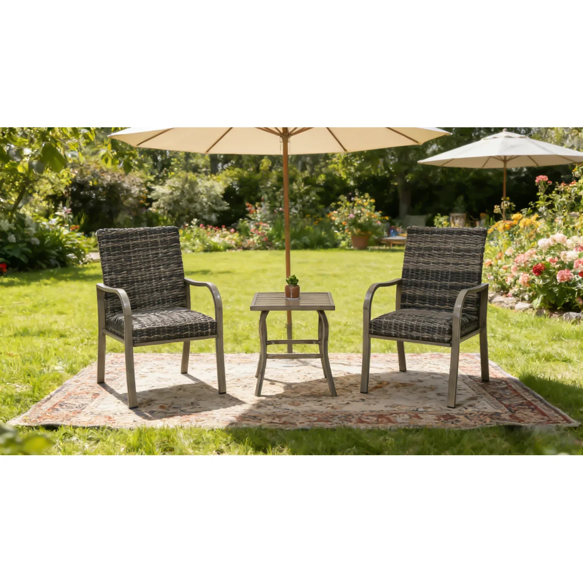 2PC Outdoor  Dining Chair, Hand -painted frame, water washed cotton  Seat for Garden, Backyard, Poolside