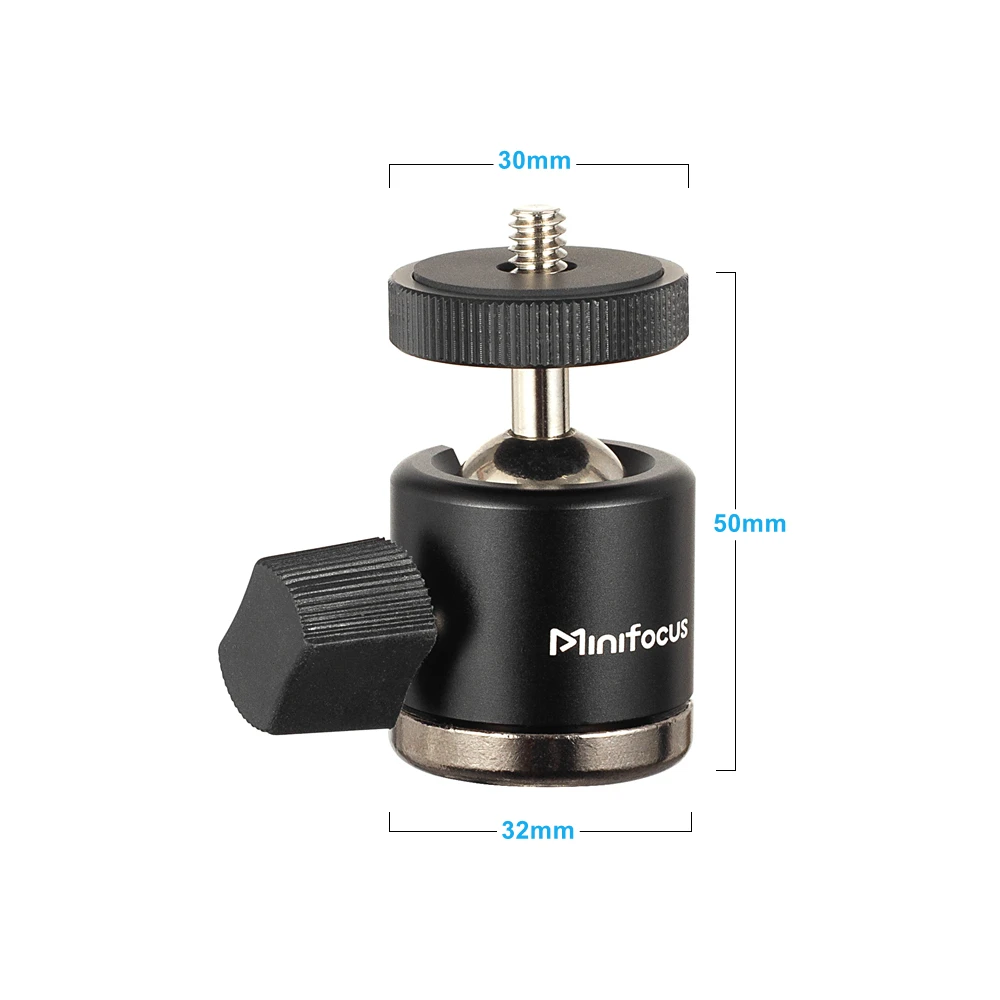 DSLR 카메라 삼각대 모노포드 조명 스탠드용 미니 볼 헤드 어댑터, 360 ° 회전 가능, 90 ° 틸트식, 최대 하중 6.6 lbs