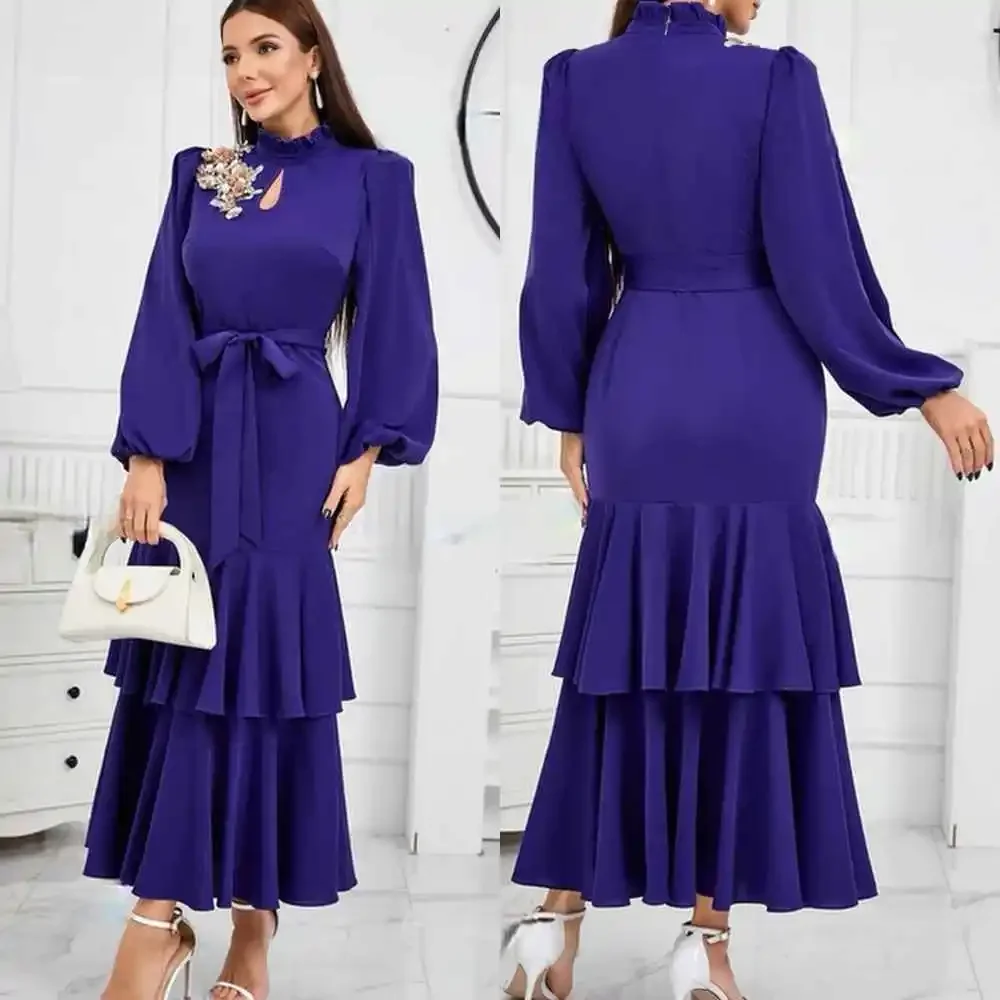 Customized Prom Gown Jersey Flower Beading Ruched Formal Evening A-line Exquisite High Quality Occasion Party Dresses for Women