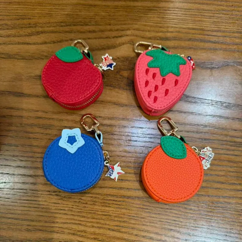 

Independence Day Friut Coin Purse Patriotic Keychain Wallet Cute Fruit Mini Zipper Bag Earphone Storage Pouch