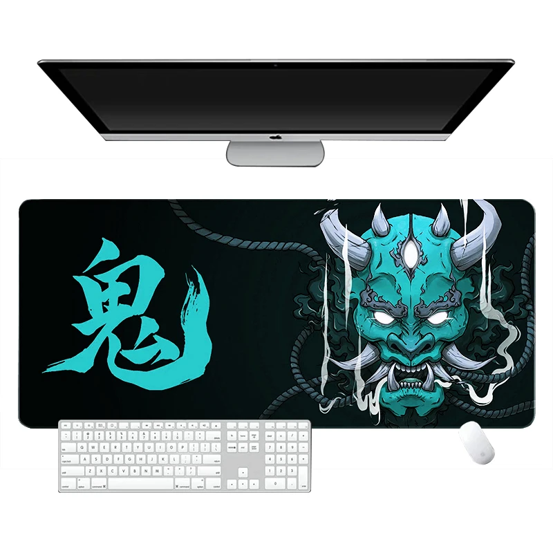 Japanese Oni Mouse Pad HD Print Deskmat Gamer Keyboard Mousepad Gaming Accessories Computer Table Rubber XXL 1000x500 Mouse Mats