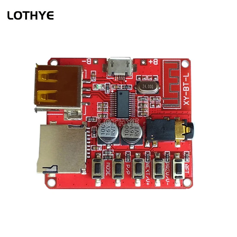 Bluetooth Audio Power Amplifier Board MP3 Lossless Decoding Module  3.7-5V BLE Circuit Board Micro USB TF Card Interface