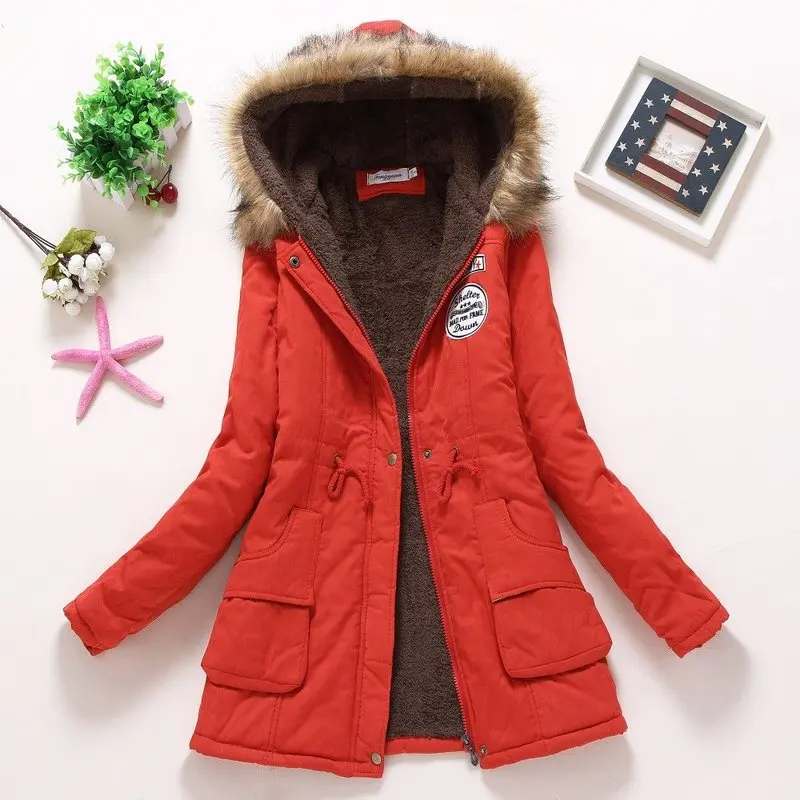 

New Winter Military Coats Women Cotton Wadded Hooded Jacket Medium-long Casual Parka Thickness Size XXXL