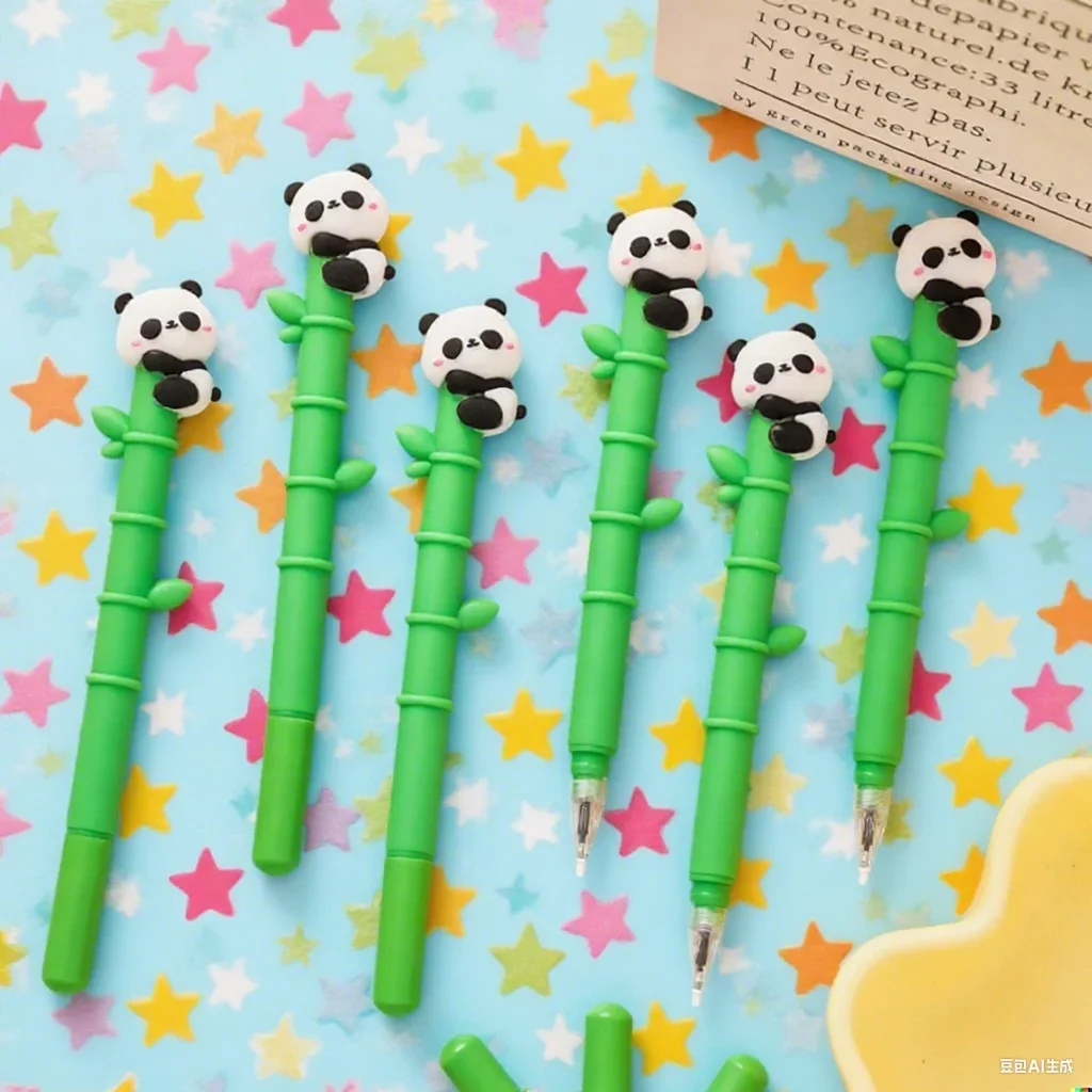 

3 шт./5 шт., бамбуковая нейтральная ручка с пандой, студенческая мягкая клейкая милая обучающая канцелярская принадлежность, высококачественная тестовая кисть, ручка для вопросов, креативная ручка