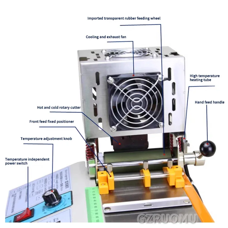 

Автоматическая компьютеризированная машина для резки веревки. Холодная и горячая машина для резки ленты на молнии. Эластичная лента. ЖК-экран.