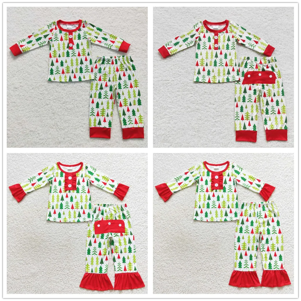 子供のクリスマスの木のパジャマ、お尻のフラップ、赤ちゃんのラウンジセット、ブティックサッシ、新着、2 023、ロット