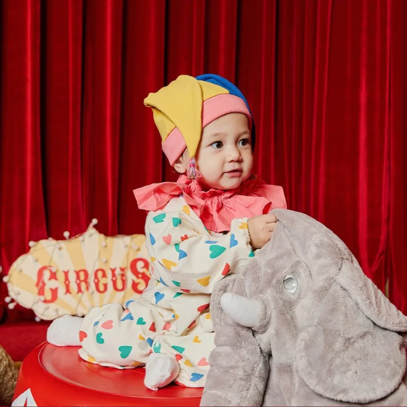 

Baby Clothes Circus Clown Costume Halloween Role Play Bodysuit Colorful Heart Print Cartoon Cute Onesie Party Toddler Outfits