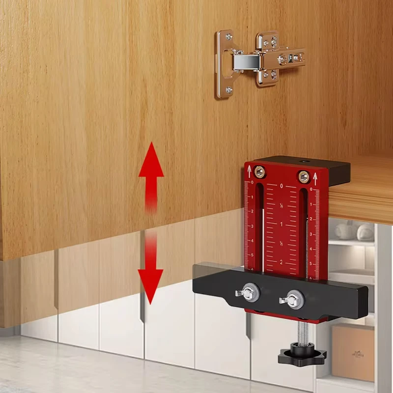 Cabinet Door Mounting Jig, with Support Arm&Clamp, Aluminum Alloy Body Tool for Installing Cabinets with Face Frame or Frameless