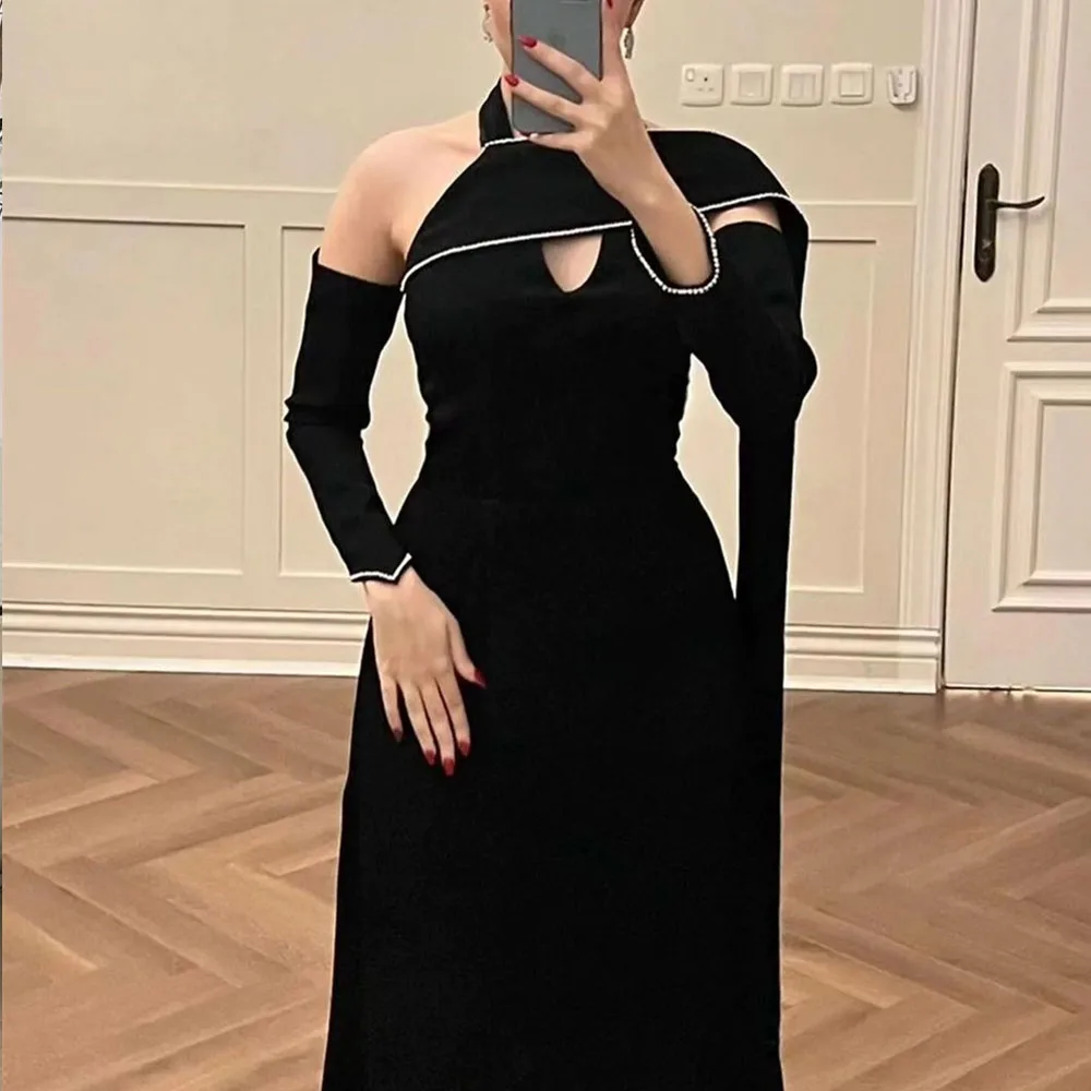 

Customized Fashionable Solid Color Prom Gown for Women Off the Shoulder Full Sleeves Elegant Party Evening Dresses فساتين للحفلا