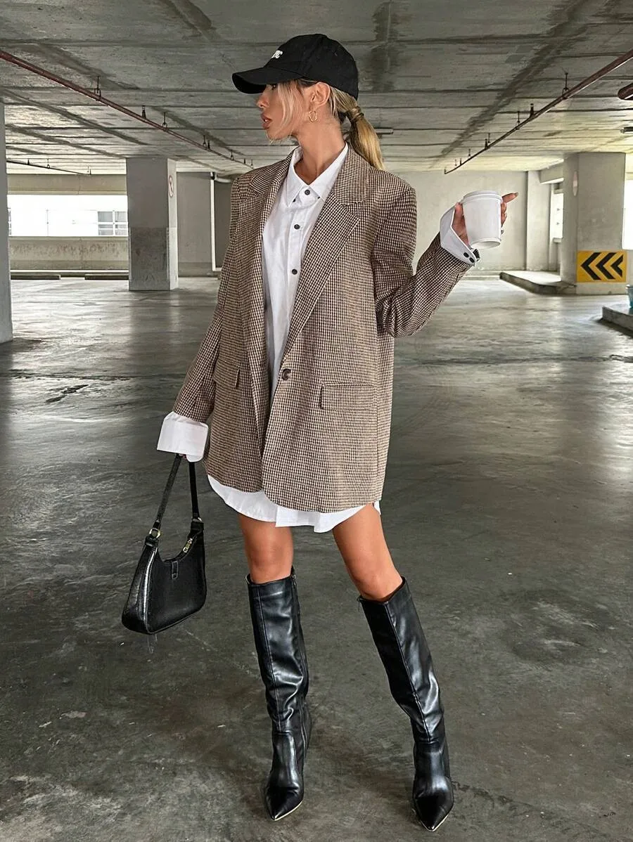 

Autumn Winter Plaid Street Style Vintage Loose Fit Men's Blazer Coat 2025 New European And American Cross-Border Fashion