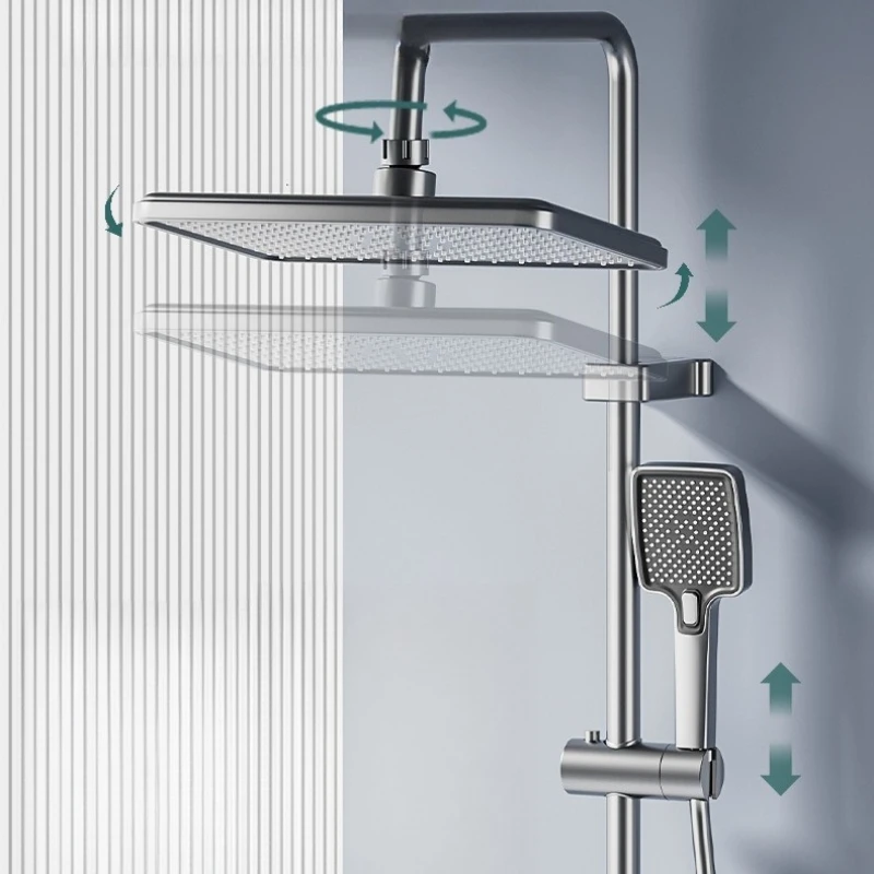 Thermostatic Shower Column Multifunctional Shower Antileak Showers System Set Rust Proof Bathroom Fixture Home Household Use