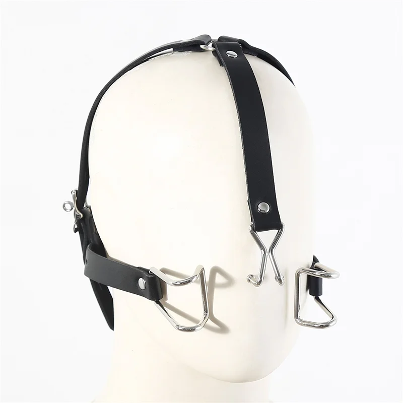 Harness Nose Hook Oral Fixation Fetish Bdsm Slave Open Mouth Bite Gag with Nose Clip of Head Bondage Strap-on Sex Toys For Women