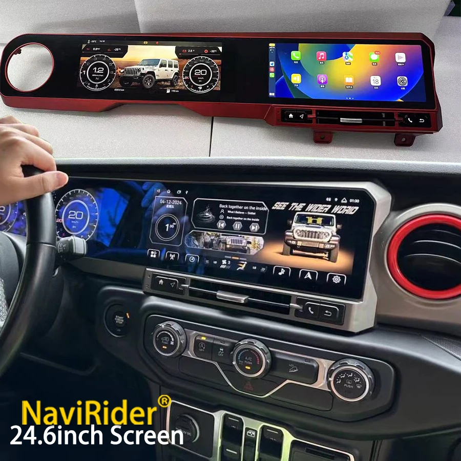 24.6 Inch Autoradio For JEEP Wrangler JL 2018 2019 2020 2021 Gladiator Car Radio Multimedia Video Player GPS Navi Carplay 4G