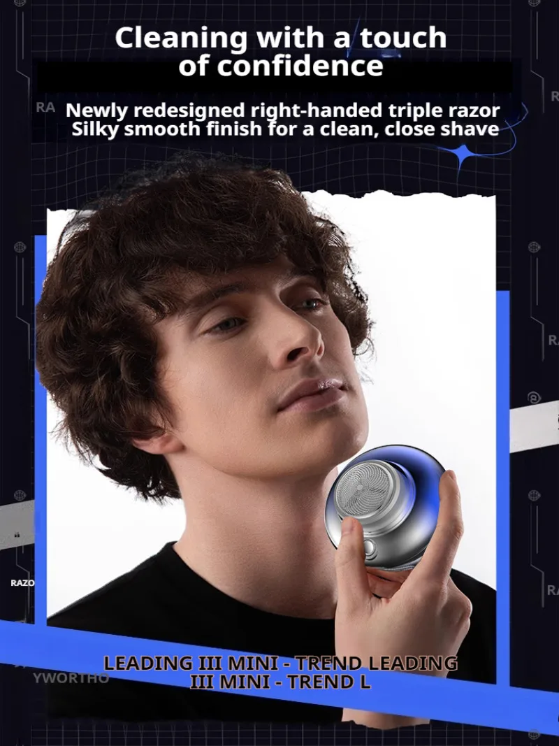 Barbeador elétrico para homens, recarregável, viagem, portátil, espaço disco voador, barbeador