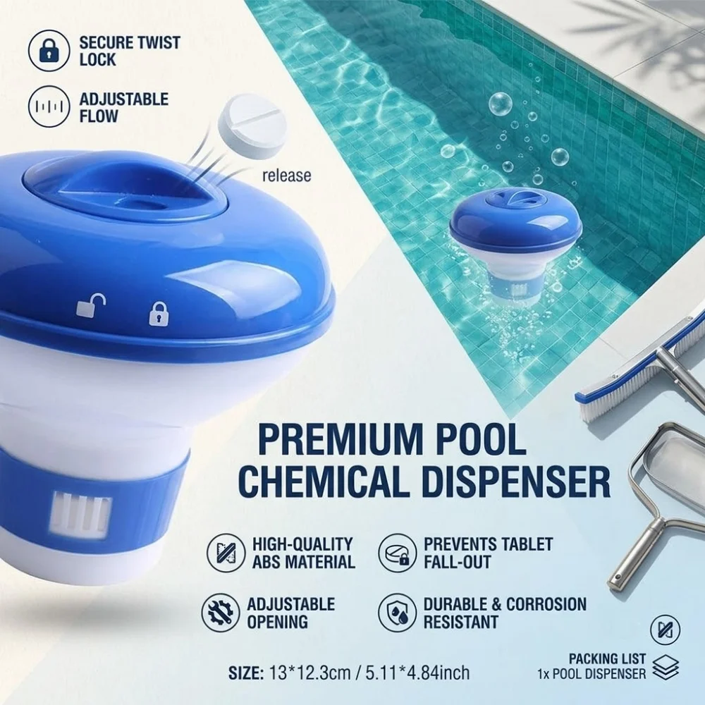 Floating Chlorine Dispenser Pool Chemical Tablet Dispenser Spa Hot Tub Water Quality Maintenance Applicator