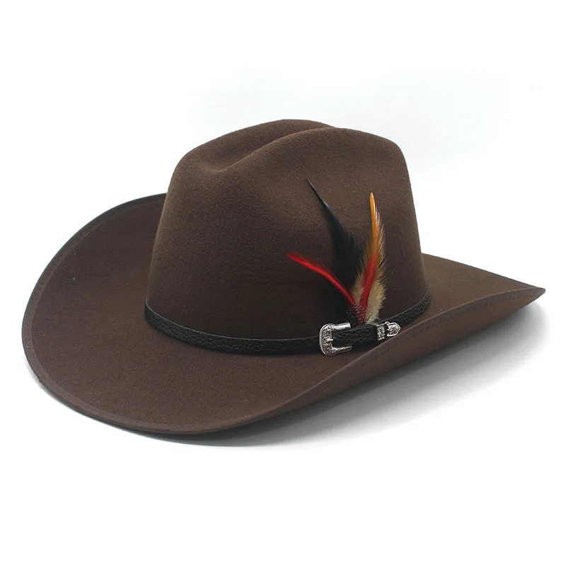 Best-selling Autumn And Winter Men's Knight Hat, Felt Hat, Flat-top Humpback Western Cowboy Hat