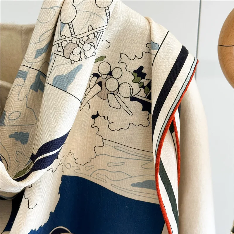 Double Sided Winter Luxury Hand Rolled Edges Shawls Bandanas Hijab Winter Accessories Scarves Shawls Pashmina