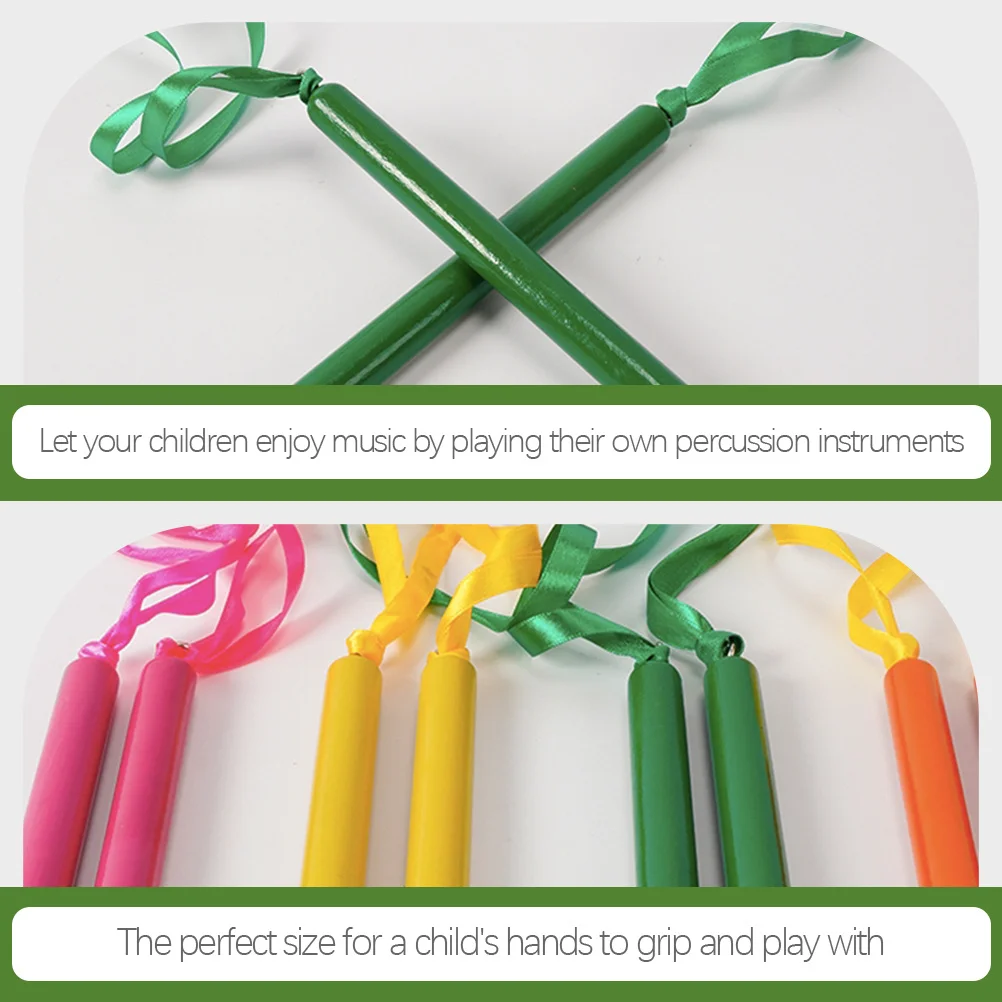 

4pcs Musical Sticks Ribbon Percussion Wooden Preschool Instruments Classroom Kindergarten Music Tool Ribbon Rhythm