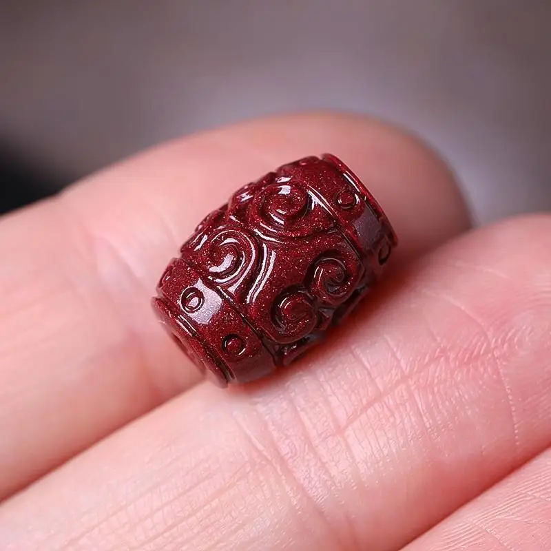 Vermilion Ruyi Embossed Barrel Bead Accessories Loose Beads