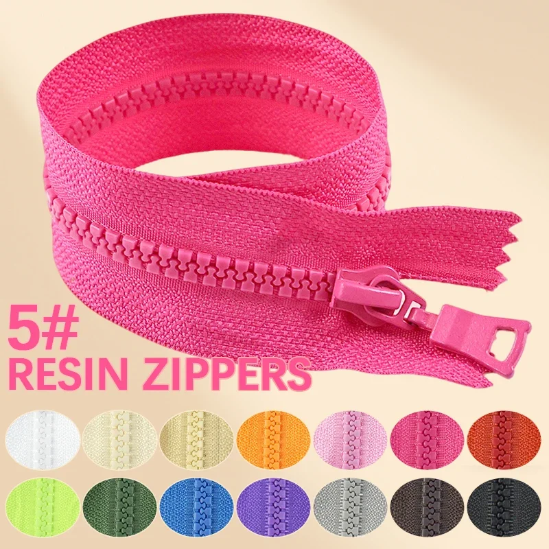 2 Stück 5 #   Harz-Reißverschlüsse für Taschen 15-90cm – Endlos/Endlos mit Öffnung, trennbarer Reißverschluss für Kleidung, Taschenverschluss, Reparatur-Set, DIY-Bastelbedarf