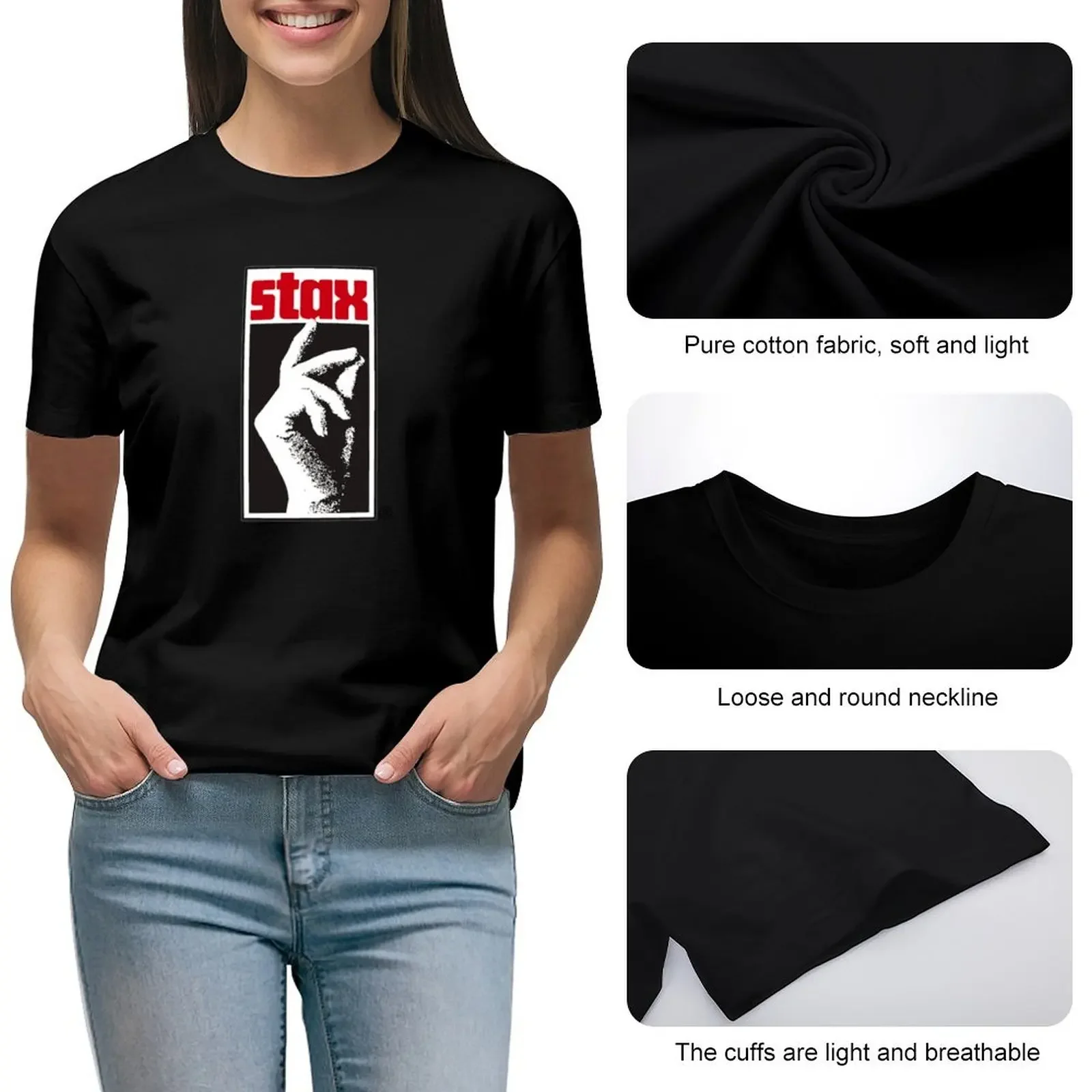 Stax Label T-Shirt vintage clothes oversized shirts graphic tees kawaii clothes plus size t shirts for Women loose fit