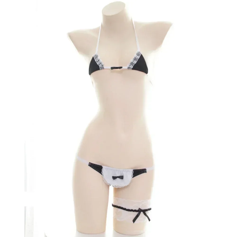 

Бандажный милый комплект бикини, японская горничная, косплей, женский мини-купальник, сладкий купальный костюм