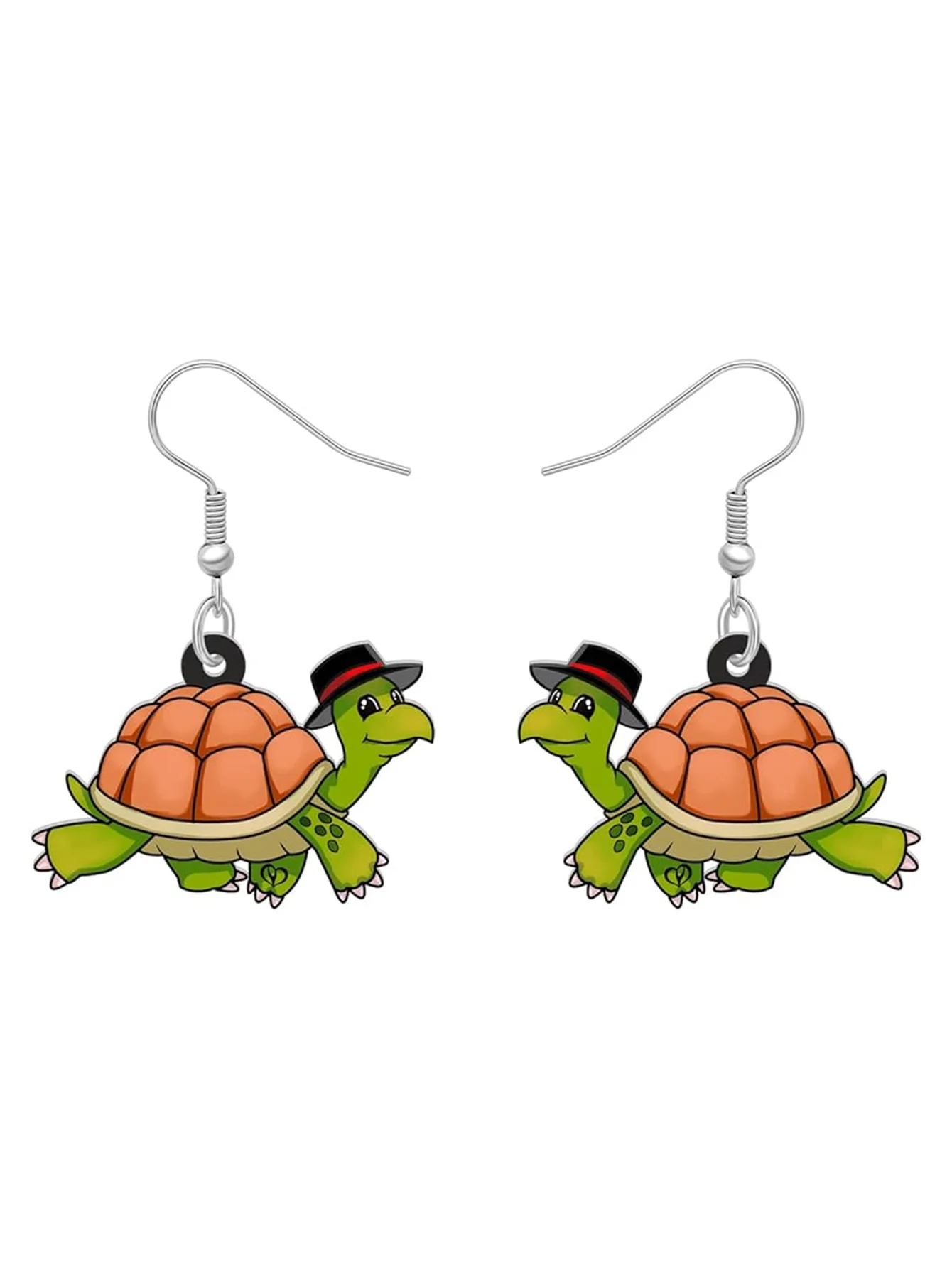 A Pair of Acrylic Flat Turtle Earrings for Women, Suitable for Daily Wear, Beach Vacation, Summer