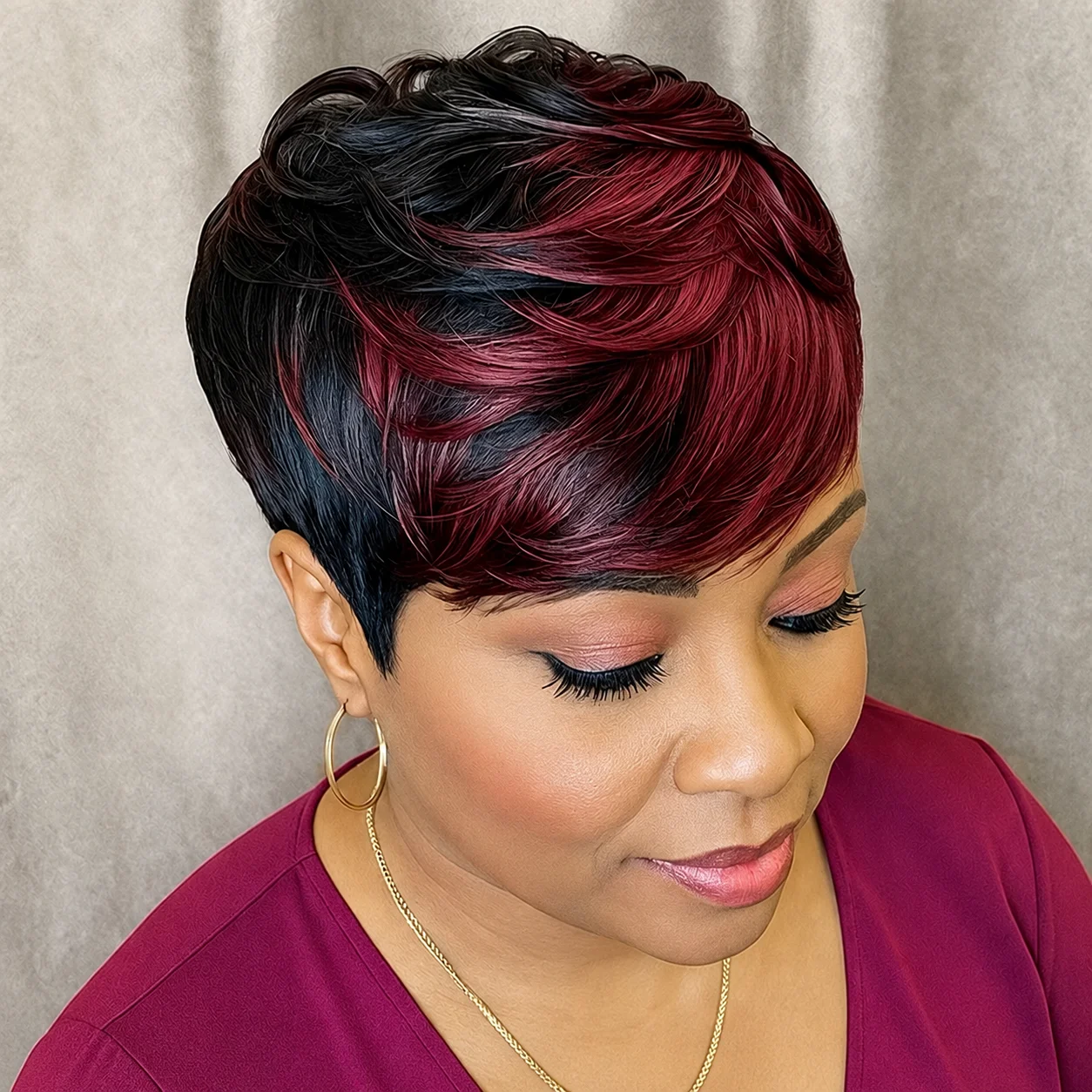 White/Black Pixie Short Cut Wig Mixed Color Straight Human Hair Wigs With Bangs Fringe Full Machine Made Wigs For Women Brazilian Virgin Hair Natural Look