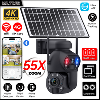 55X Zoom Home Outdoor Wifi Surveillance Solar Cameras 10MP 4G SIM Security Protection PTZ Human Detection Tracking CCTV IP Cam