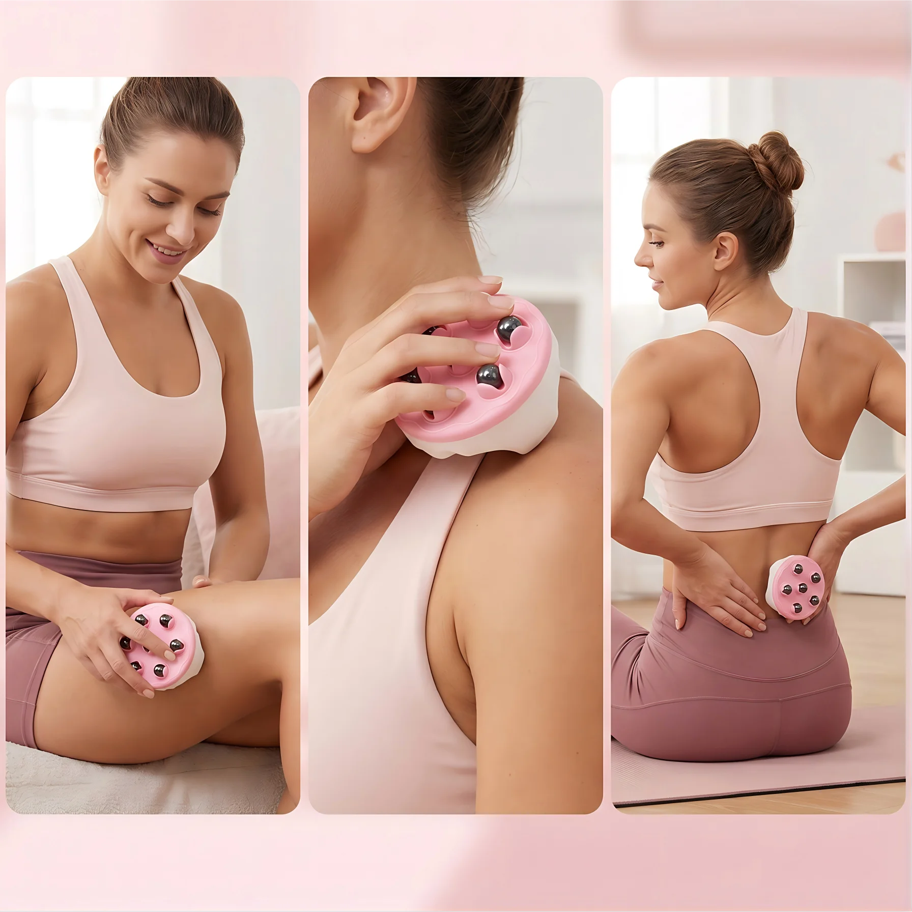 7 Ball Magnetic Massager Roller 360° Rotating Steel Beads Manual Massage Tool for Body Muscle Relaxation Neck Back Leg Care