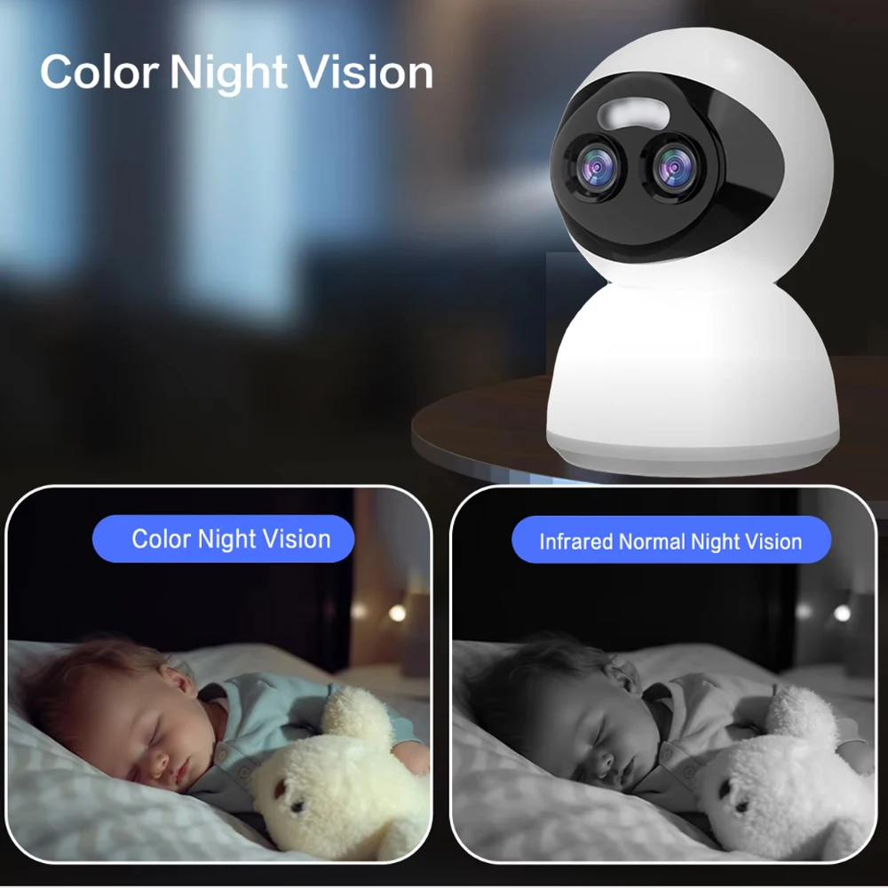 8MP 4K HD Dual Lens WiFi PTZ IP Camera 10X Zoom 360° Pan Tilt Security Camera Auto Human Tracking Indoor Baby Pet Monitor Camera