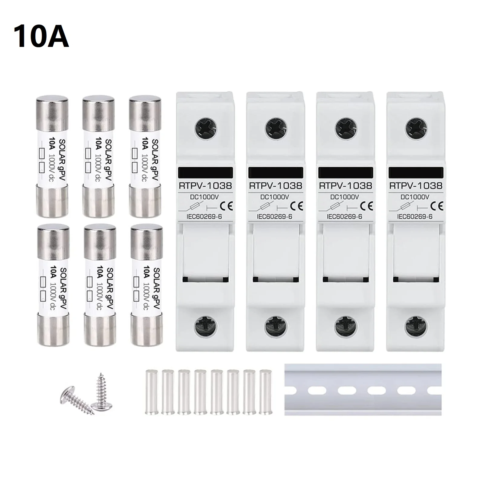 DC Fuse Base PV Fuse Holders Indoors DC1000V DIN Rail Mounting Photovoltaic Fuse 10/15/20/25/32A 10x38 Mm 2022