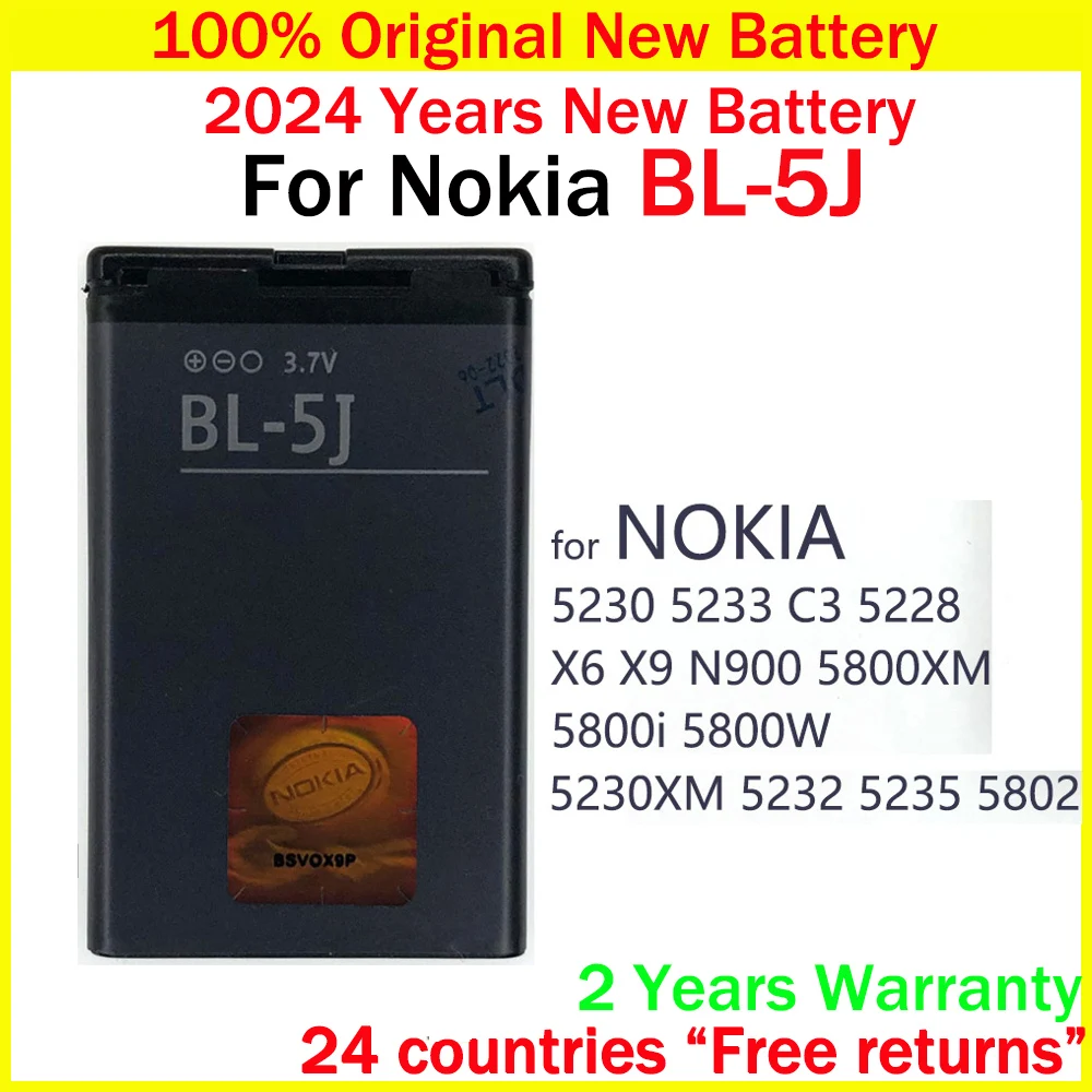 New Original Battery BL5J BL-5J 1320mAh Replacement Battery For Nokia Lumia 520 530 525 X1-01 5230 5233 5235 5800XM X6 C3 5802i