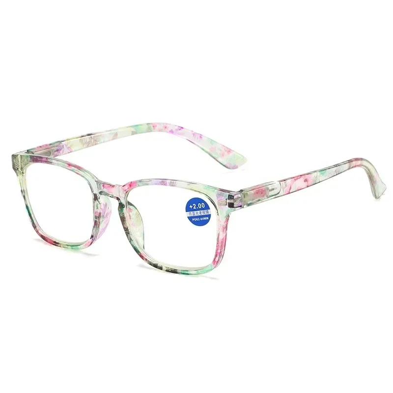 Gafas de lectura antiluz azul con estampado Floral, montura de PC, gafas para presbicia, gafas de ojo de gato a la moda, gafas de visión de lejos + 1,0 ~ + 4,0