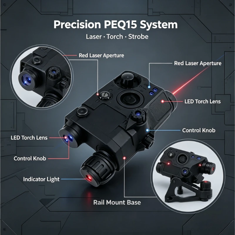 Cosplay Simulation Decor Fitting PEQ15 Nylon Combo Lamp Steady Flash Dual Function Tunable Position Beam Device