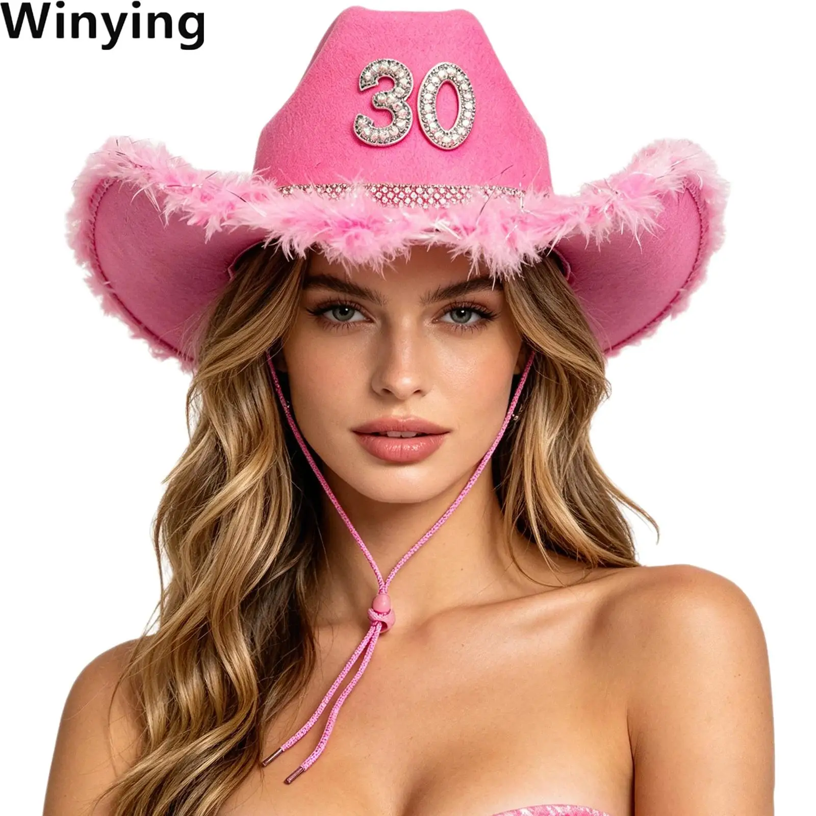 

Women Cowboy Hat Outfit Gifts Faux Pearls Decor Headgear for Women Cowgirl Hats Decorations for Birthday Party