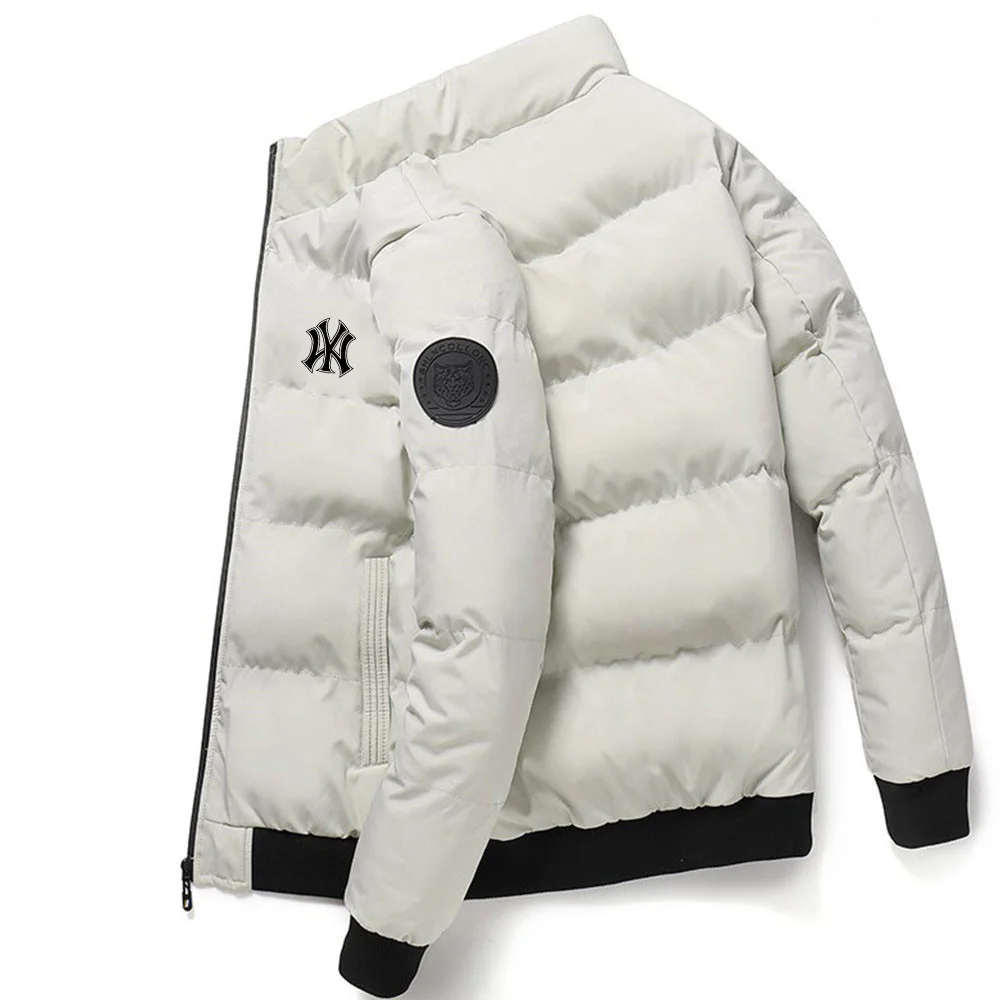 New fabric stand-up collar men's cotton coat for winter, thick and warm, trendy brand, short style, fashionable and casual jacke
