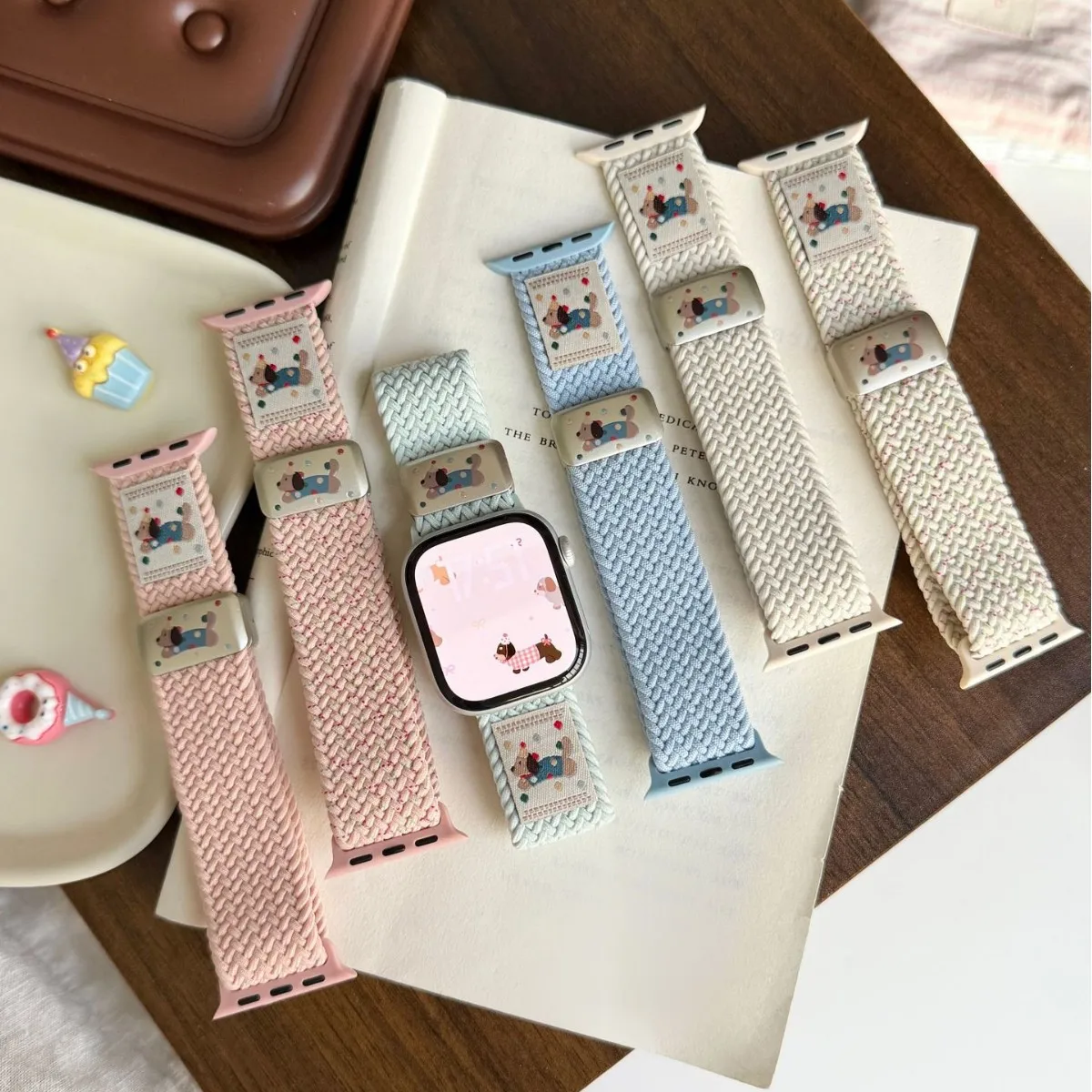 

Braided Nylon Strap for Apple Watch 44mm 40mm 46mm 42mm 45mm 41mm 49mm Women Wristband iWatch Series 10 9 8 Ultra 7 6 SE 4 Band