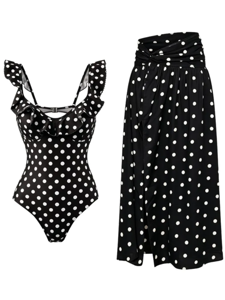 Retro Bikini Printed Fashion Two Piece Swimsuit And Cover Up With Skirt Tight Women's Bandage Summer Beach Luxury Elegant
