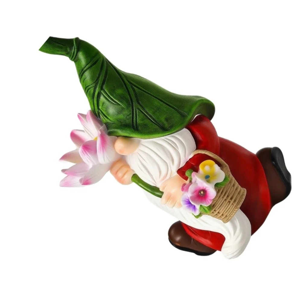 Solar Powered Hand Carved Resin Garden Gnome Waterproof Outdoor Lawn Statue Colorful Yard Decor Figurine For Patio Courtyard Gif