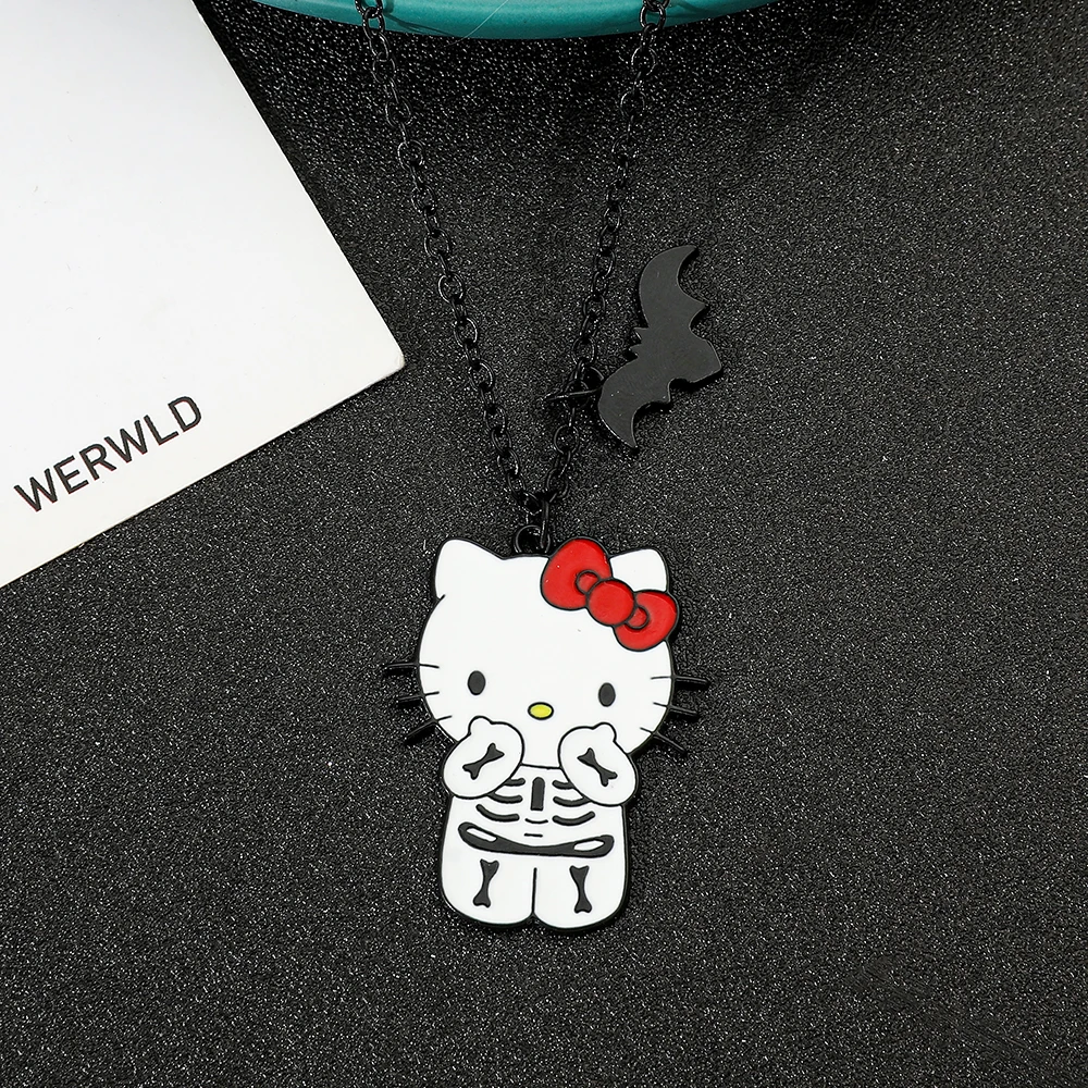 Sanrio moda lindo collar de Hello Kitty creativo divertido Hello Kitty cadena de cuello para mujeres niñas regalos de joyería para fiesta de Halloween