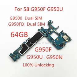 1pcs 100% Unlocking Motherboard For Samsung Galaxy S8 G950FD G950F G950U G950N G9500 64GB Replace Part