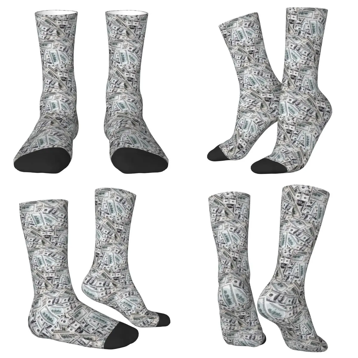 All Seasons Crew Stockings Hundred Dollar Bills Socks Harajuku Long Socks for Men Women Birthday Present
