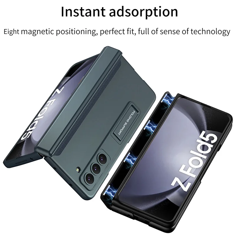 GKK Magnetic Hinge Case For Samsung Galaxy Z Fold 7 Fold 6 5 4  Tempered Glass Bracket Matte Plastic Cover For Galaxy Z Fold6