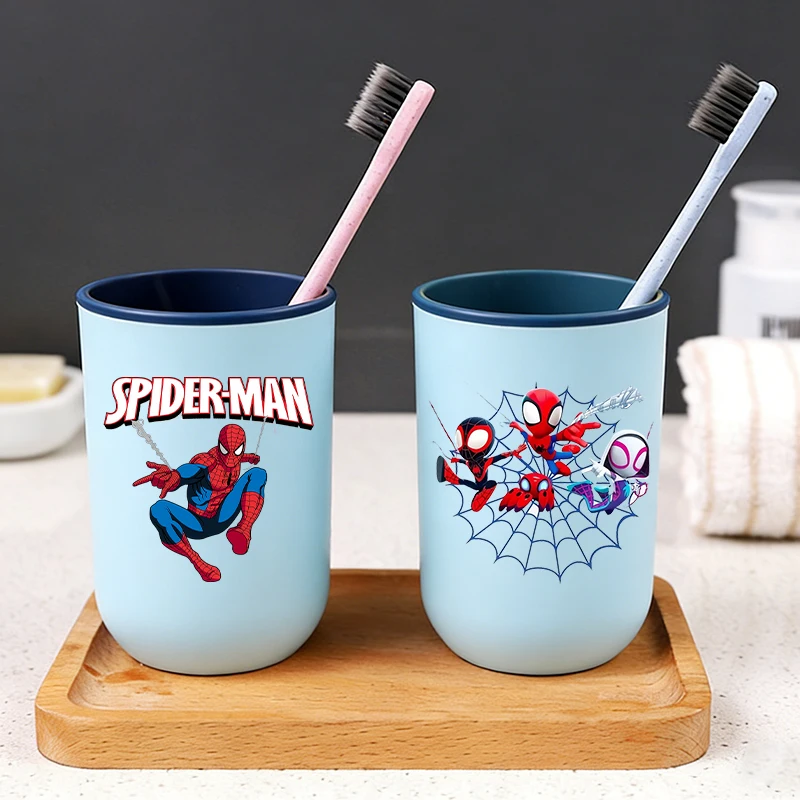 Spiderman Marvel Boys Home taza para enjuague bucal lindo Anime película de Disney hombre viaje cepillo de dientes de mano vidrio Navidad niños fiesta juego regalo