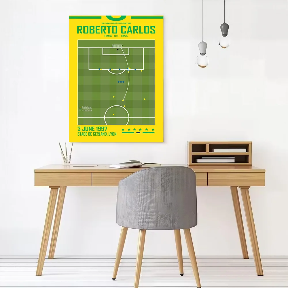 Roberto Carlos Free Kick Poster Customizable Printed Canvas Painting for Pictures Wall Art Room Decoration Gaming Wand Deko Home
